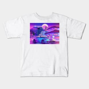 Toyota Supra mk4 Car Synthwave Kids T-Shirt